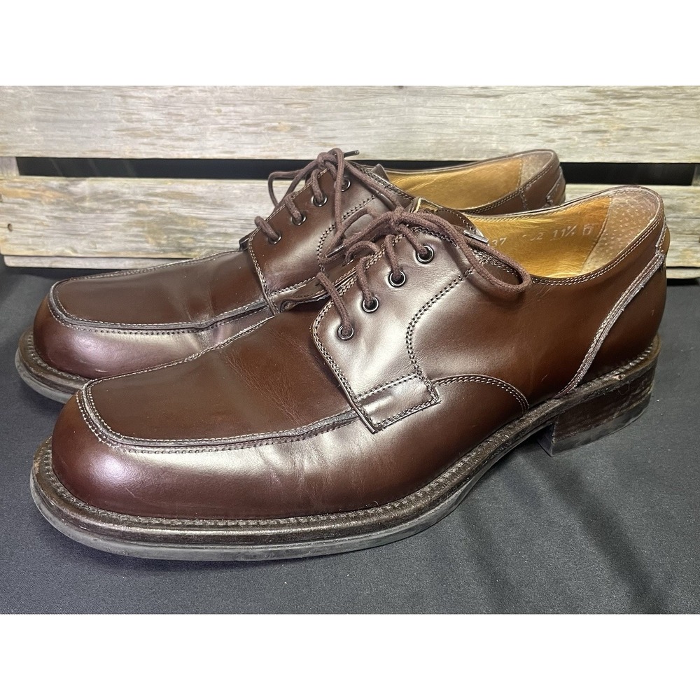 Bacco Bucci Brown Leather Lace Up Shoes 11.5 D Made In‎ Italy 6501